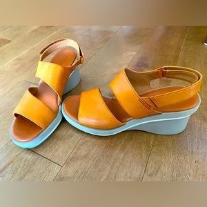 Camper Orange Leather Wedges Size 39